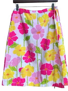 Lilly Pulitzer Sweet Sally White Label Vintage Floral Wrap Skirt Size 6